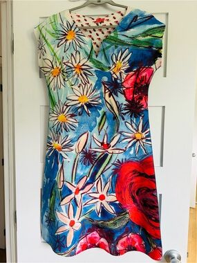 Animapop reversible daisies flowers gems print sleeveless dress medium large